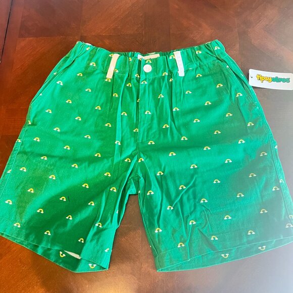 st‎ patrick day Mens Green Shorts With Rainbow Print Design By Tipsy Elves - Picture 7 of 8